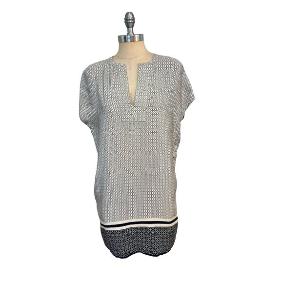 Vince Blue Black Blue TUNIC Trapunto 100% Silk Shift Dress Size XS $425 retail - Picture 3 of 7